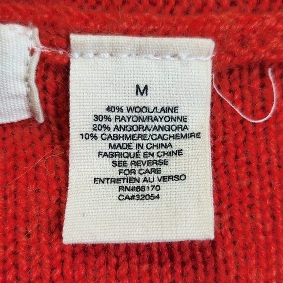 Anthropologie Red V-Neck Sweater - Picture 8 of 9